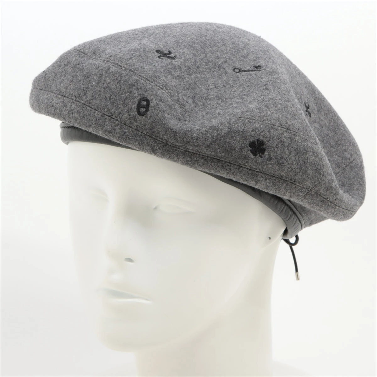 極美品　エルメス　ベレー帽　カシミヤ　100% グレー　57 HERMES】エルメス ベレー帽 カシミヤ レディース グレー ハート