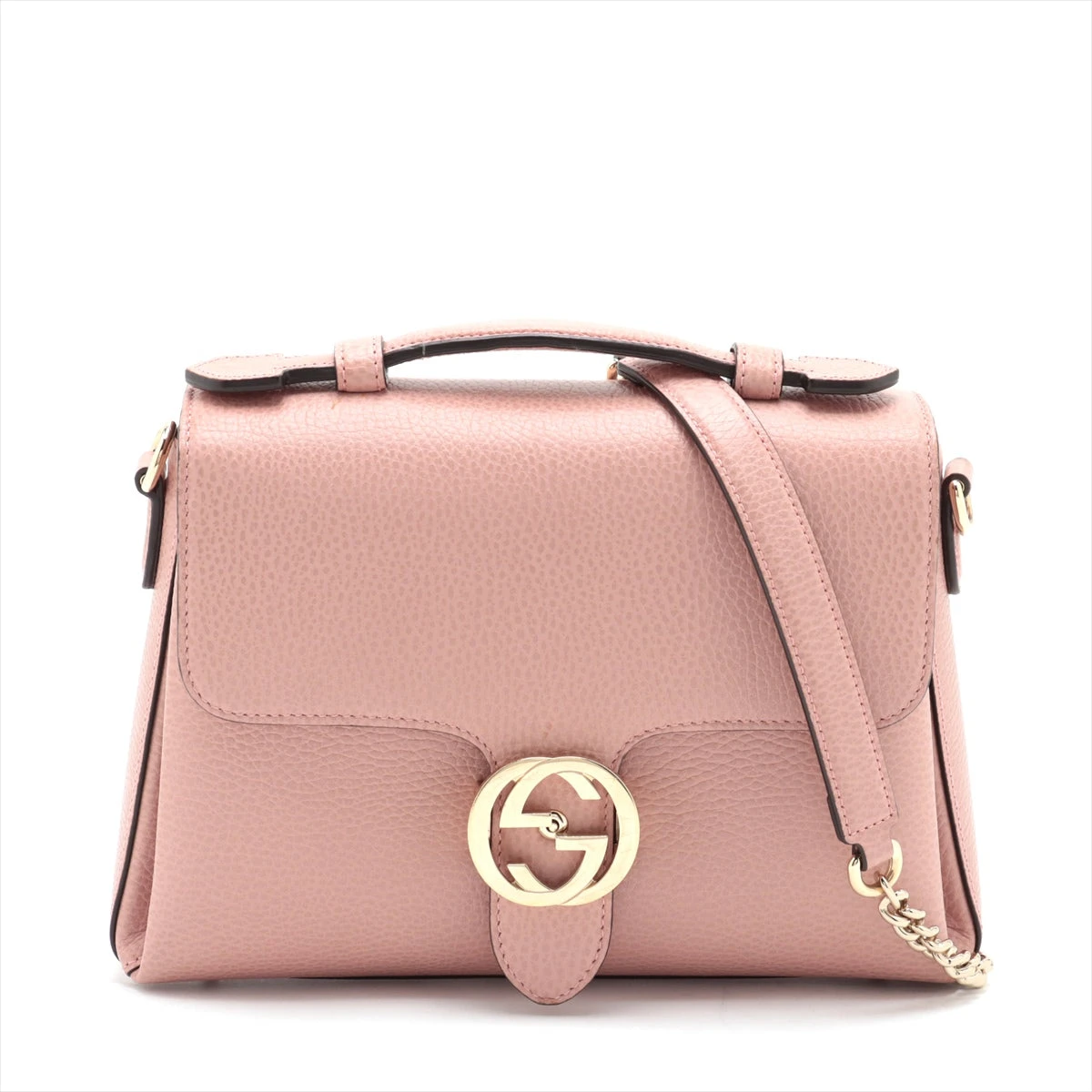 グッチ(Gucci) ショルダーバッグ インターロッキングG レザー ピンク