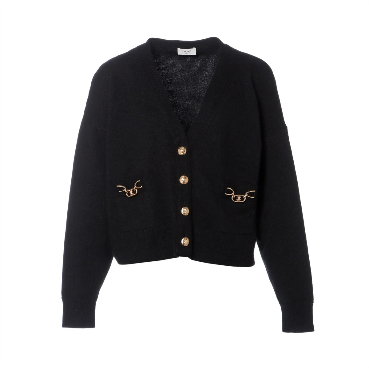 本物の セリーヌ 23AW ブラック レディース S カーディガン カシミヤ トップス