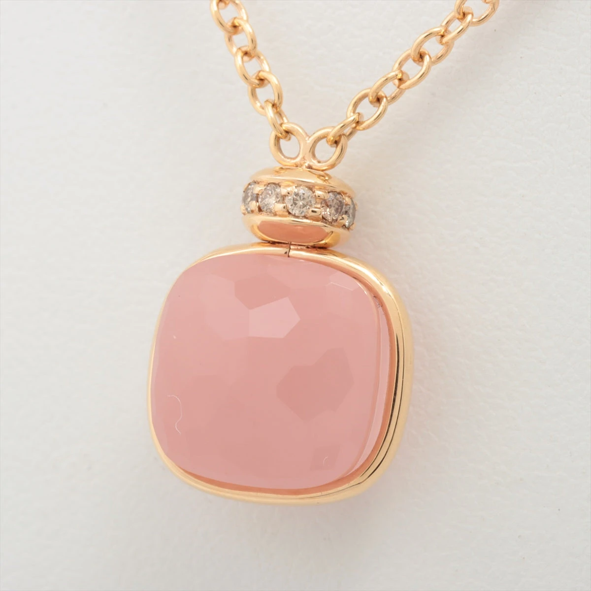 ポメラート ヌード ローズクォーツ カルセドニー ダイヤ ネックレス