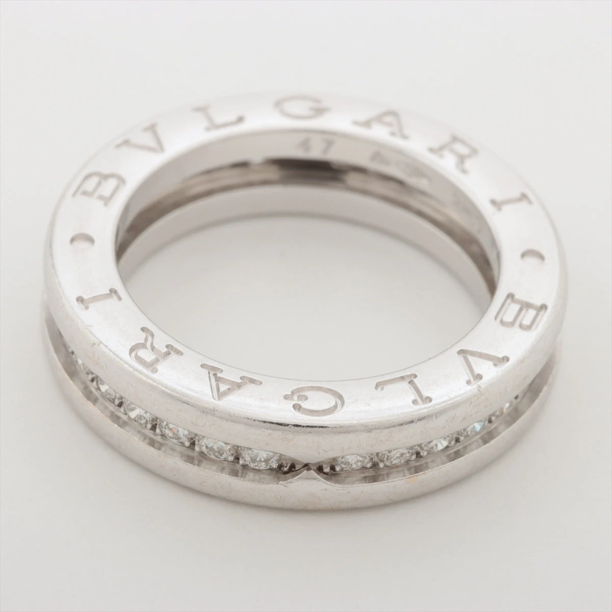 ブルガリ ビーゼロワン フル ダイヤ リング 47 750 K18WG 2833 箱 BVLGARI ブルガリ ビーゼロワン B-Zero1 フル ダイヤモンド