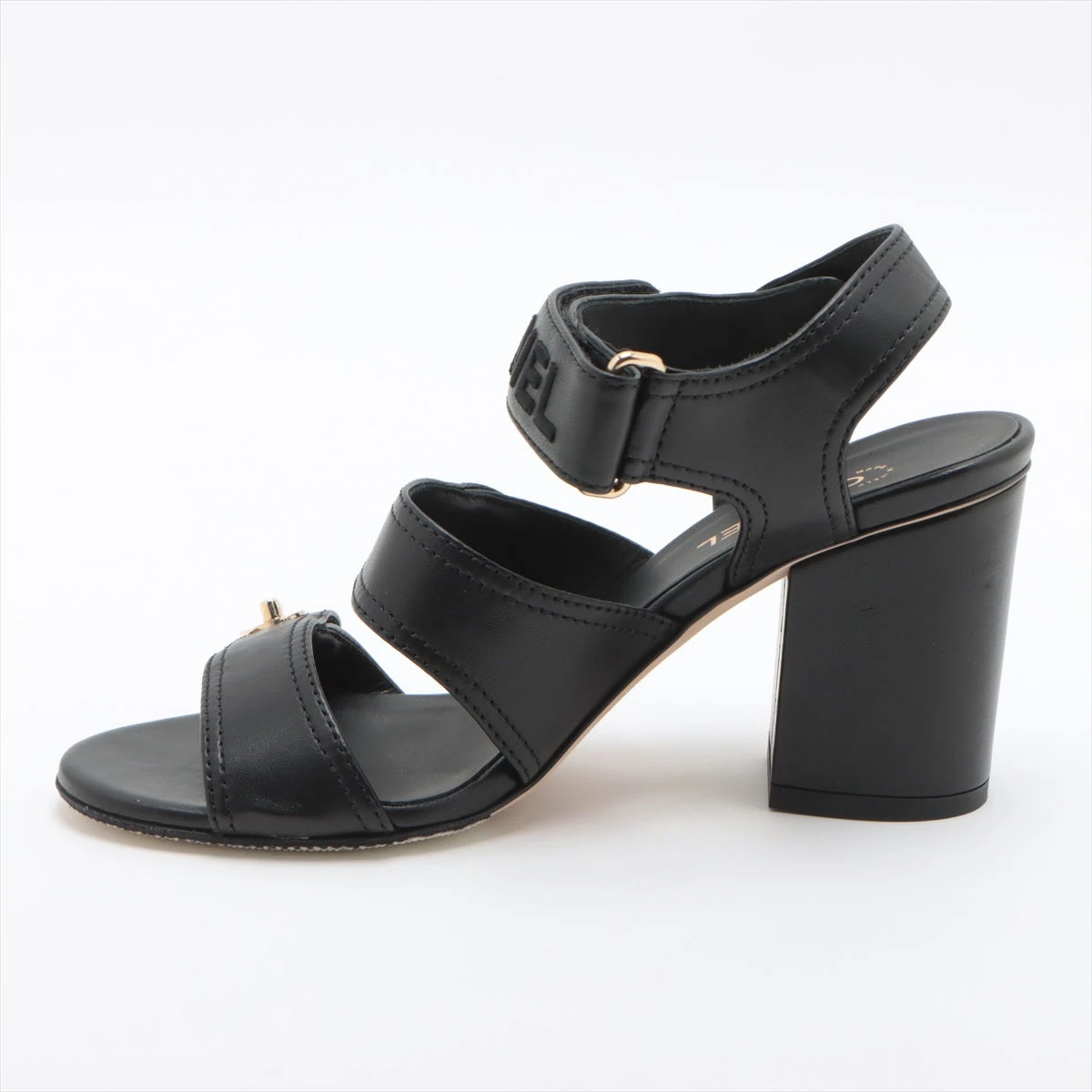 シャネル ココマーク 22SS レザー サンダル 35.5C レディース ブラック