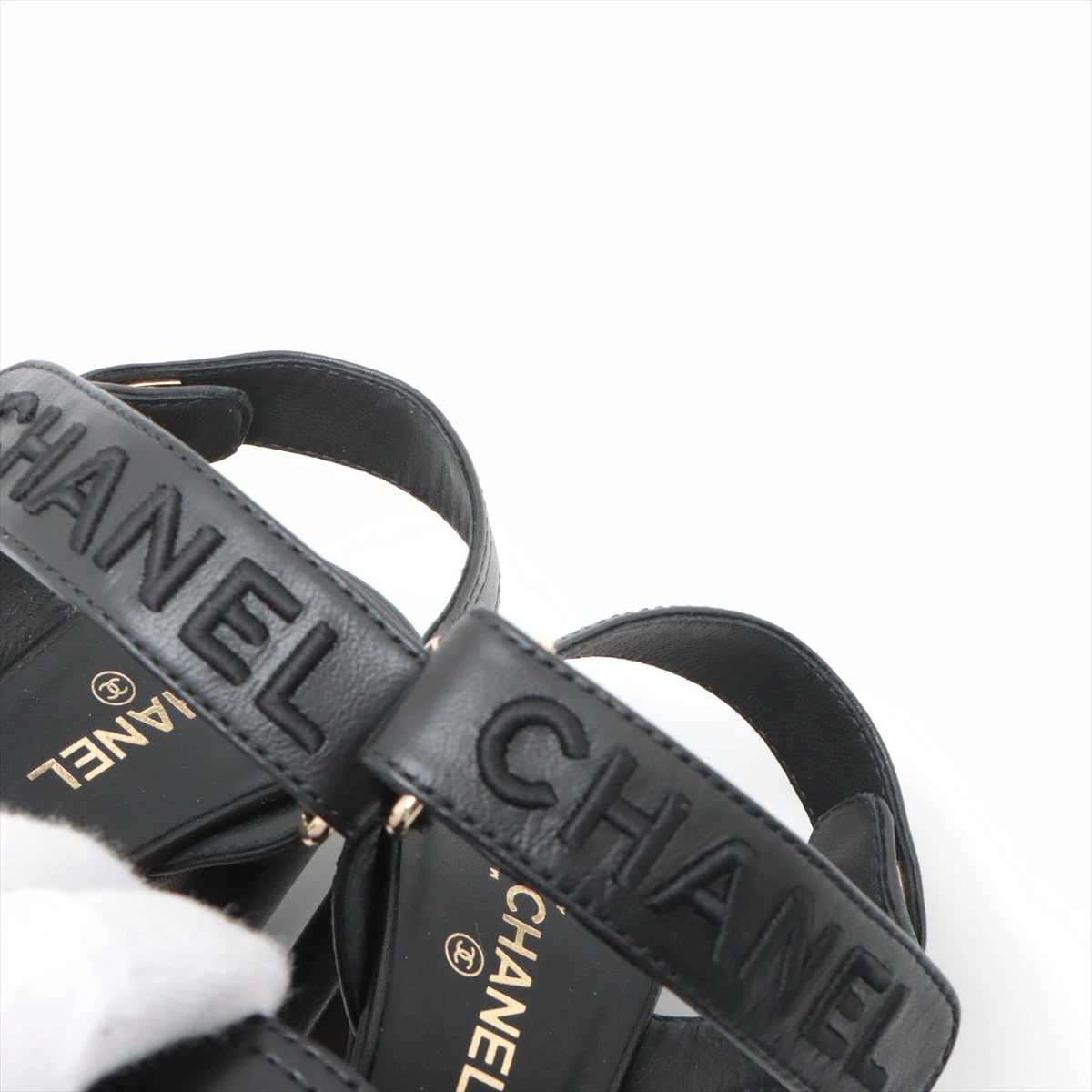 シャネル ココマーク 22SS レザー サンダル 35.5C レディース ブラック