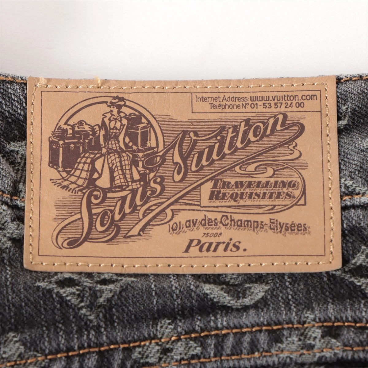 ヴィトン 07AW コットン デニムパンツ 38 レディース グレー 072W 
