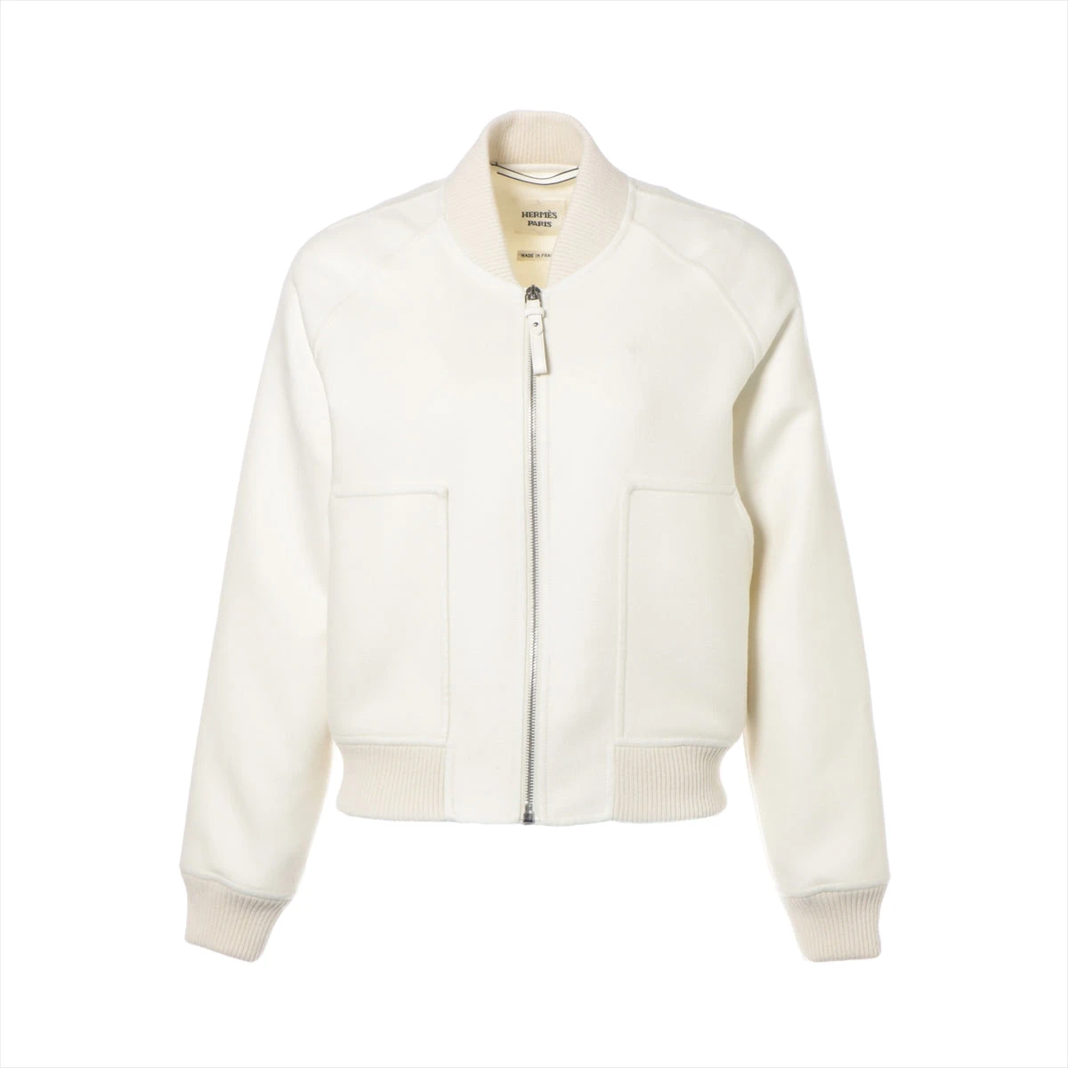 エルメス 24SS カシミヤ ブルゾン 32 レディース ホワイト ダブル