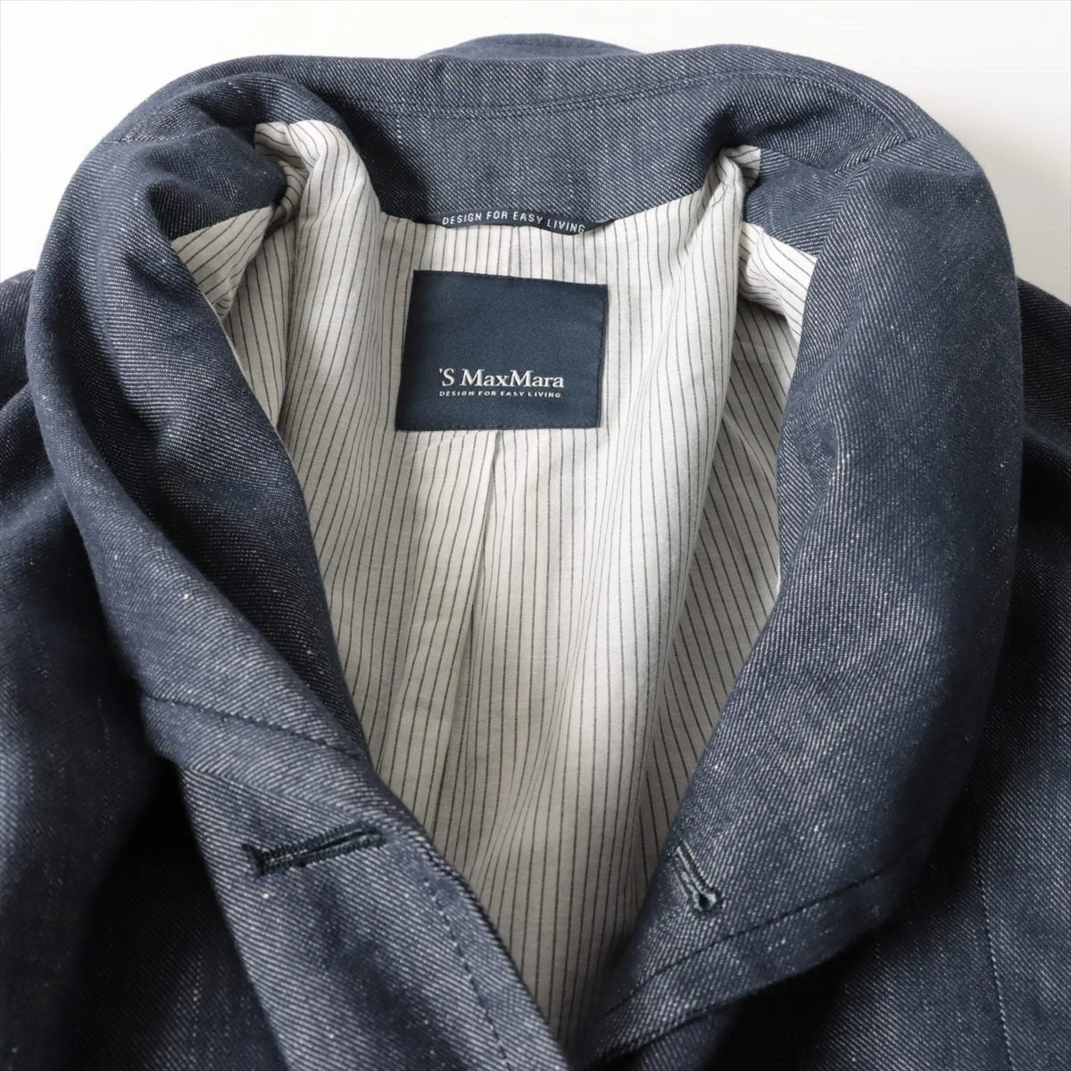 エスマックスマーラ コットン×リネン コート 36 ネイビー A2376435