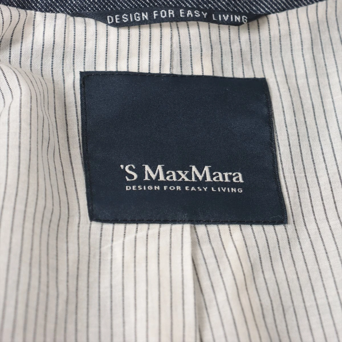 エスマックスマーラ コットン×リネン コート 36 ネイビー A2376435