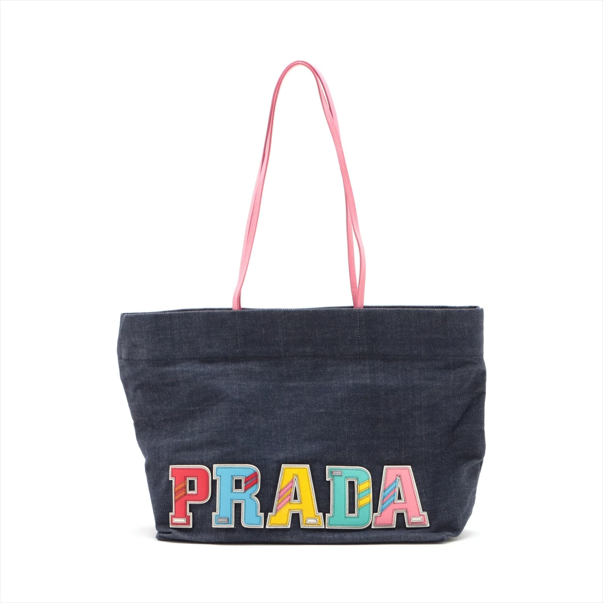 プラダ デニム×レザー トートバッグ ネイビー A2771269｜中古ブランド  