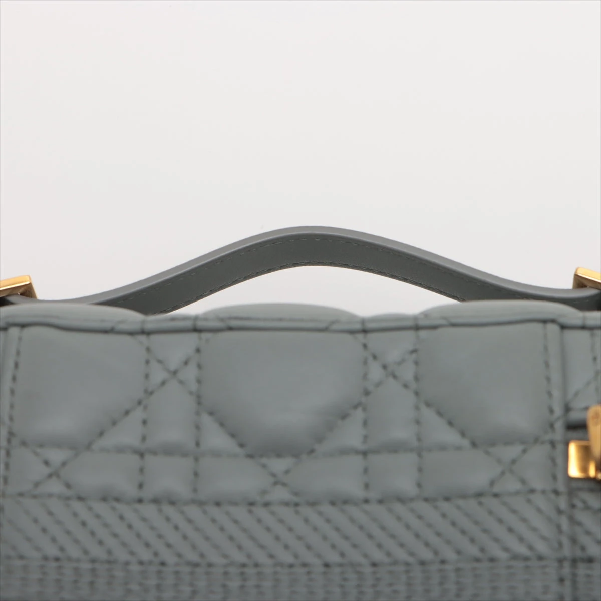 Dior グレー カナージュ バニティ スモールケース 2WAY クリスチャンディオール カナージュ レザー 2WAYバニティバッグ