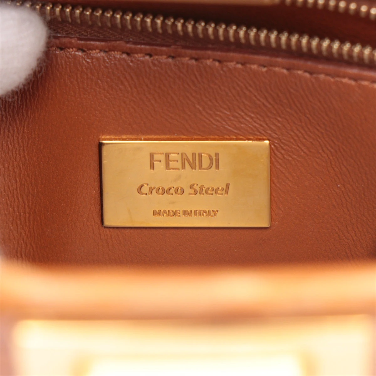 フェンディ ミニピーカブー クロコ 2WAYハンドバッグ ブラウン 8BN244