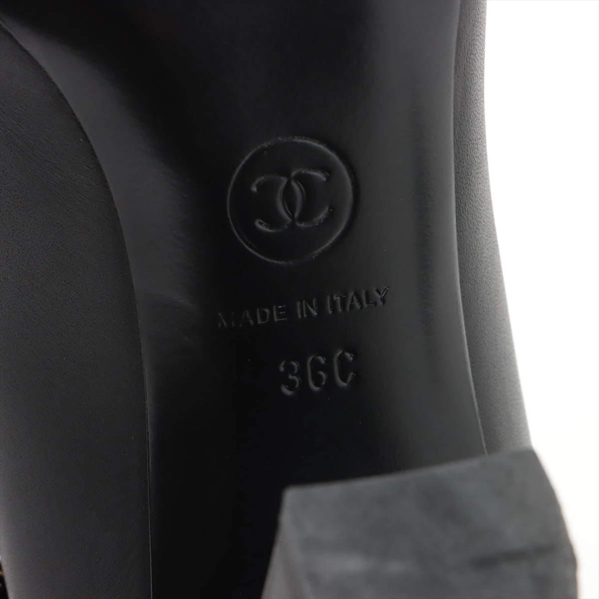 シャネル ココマーク チェーン レザー パンプス 36C レディース