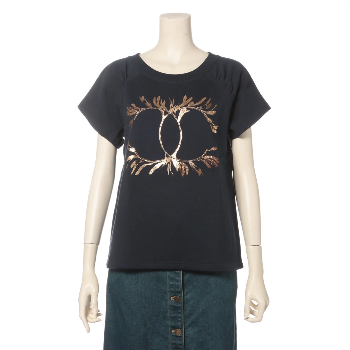 最終値下げ！CHANEL/ココマーク/Tシャツ/ネイビー/MWH2114 最終販売です 90s シャネル ブティック Tシャツ 半袖 ビッグロゴ ココ トップス