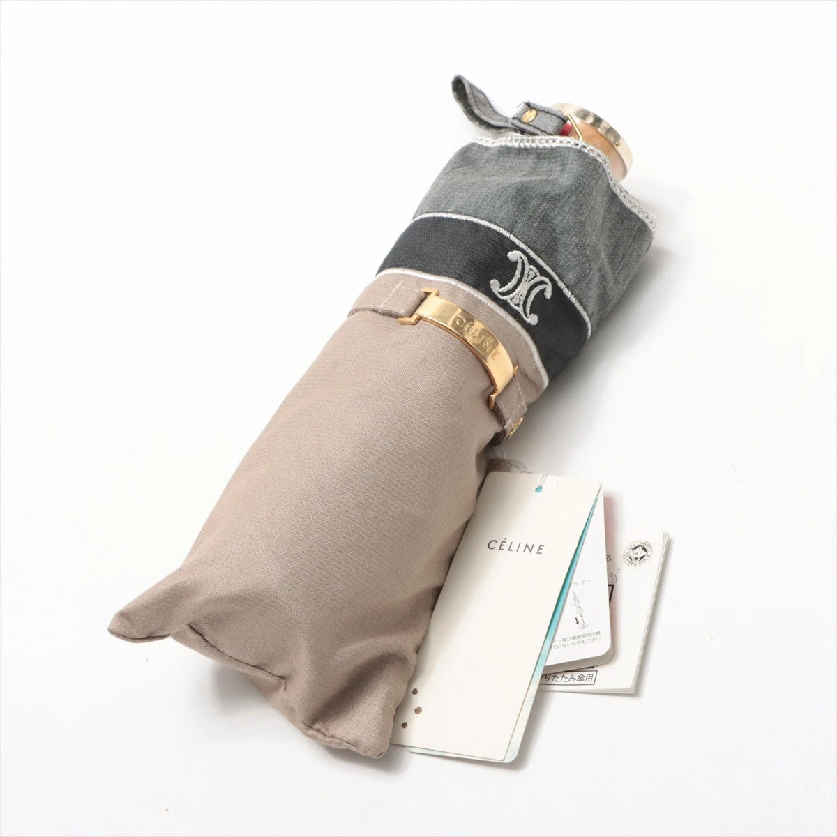 セリーヌ マカダム 折りたたみ傘 コットン×ポリエステル