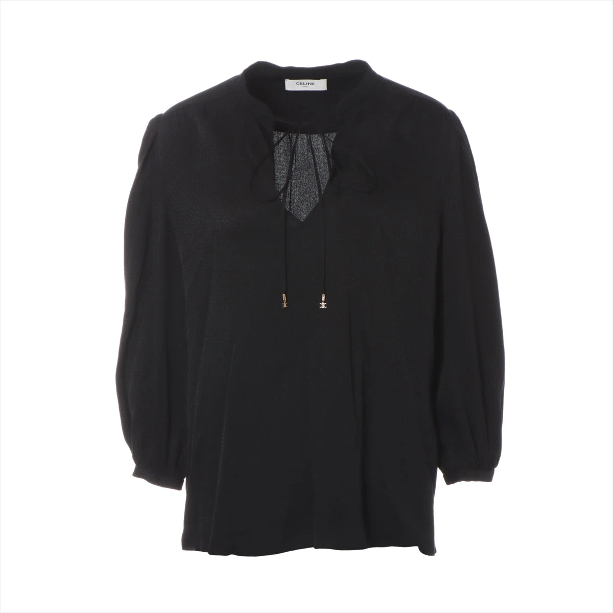 CELINE セリーヌ トリオンフ　シルク ブラウス レディース　ブラック 総柄 CELINE セリーヌ トリオンフシルク ブラウス レディースブラック 総柄