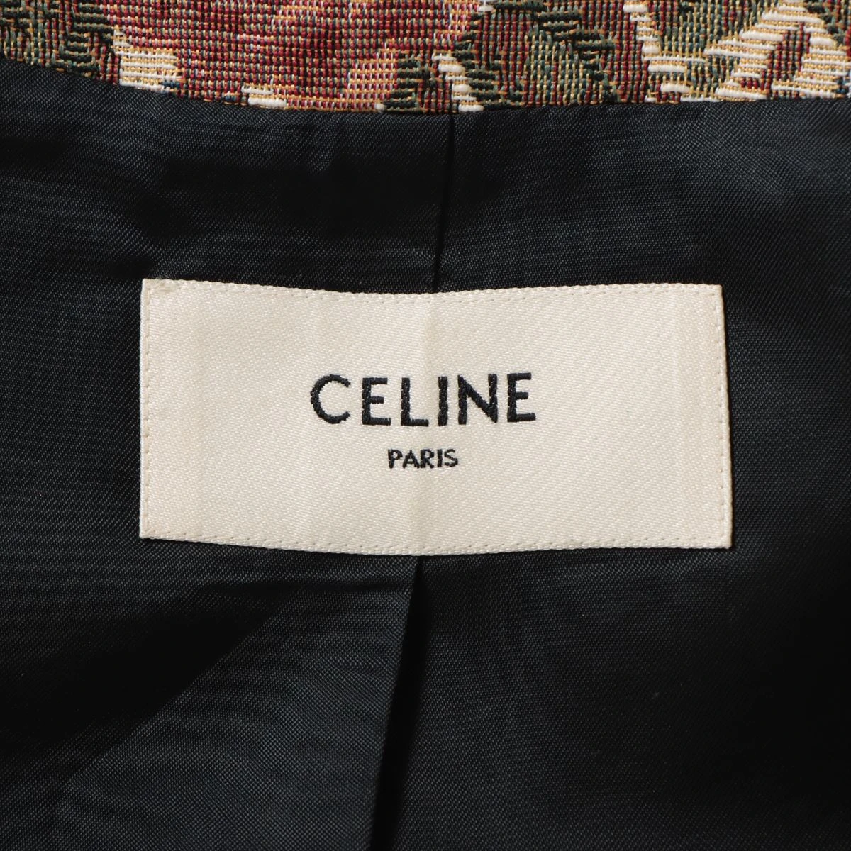 CELINE ノーカラージャケット クリーム 40 セリーヌ ジャケット ノーカラージャケット ウール/モヘア