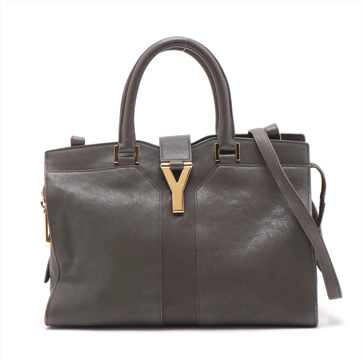 サンローランパリ カバスシック レザー 2WAYハンドバッグ グレー