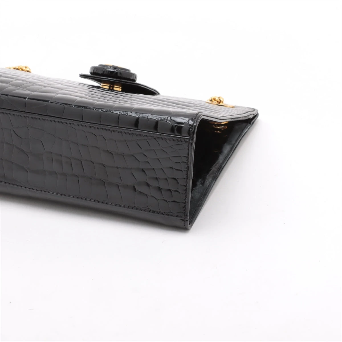 黒 クロコダイル チェーンショルダーバッグ CHANEL シャネル ダブルフラップ チェーンショルダー