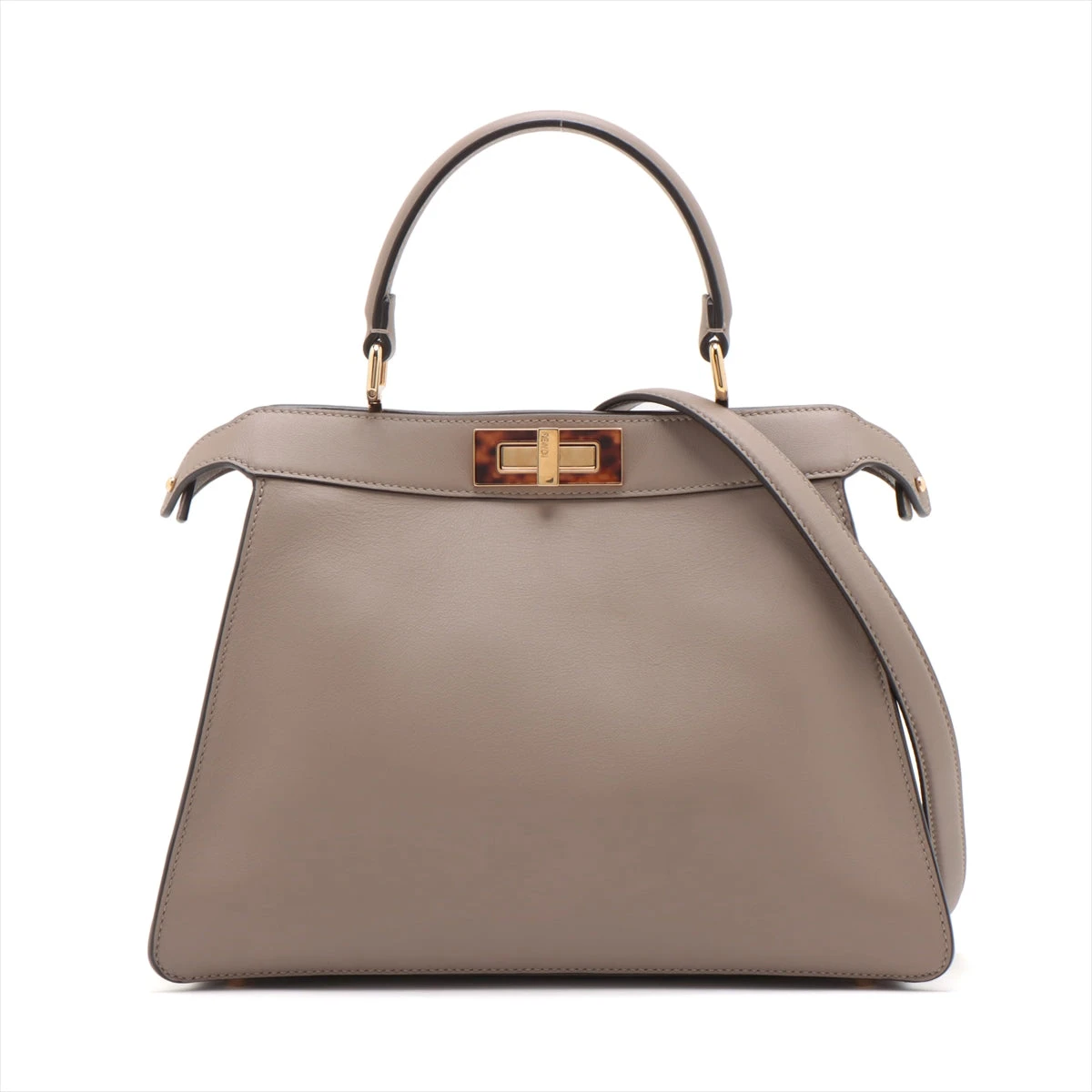 【美品】FENDI ピーカブー　アイシーユー　ミディアム　グレージュ フェンディ ピーカブー アイシーユー ミディアム レザー 2WAY