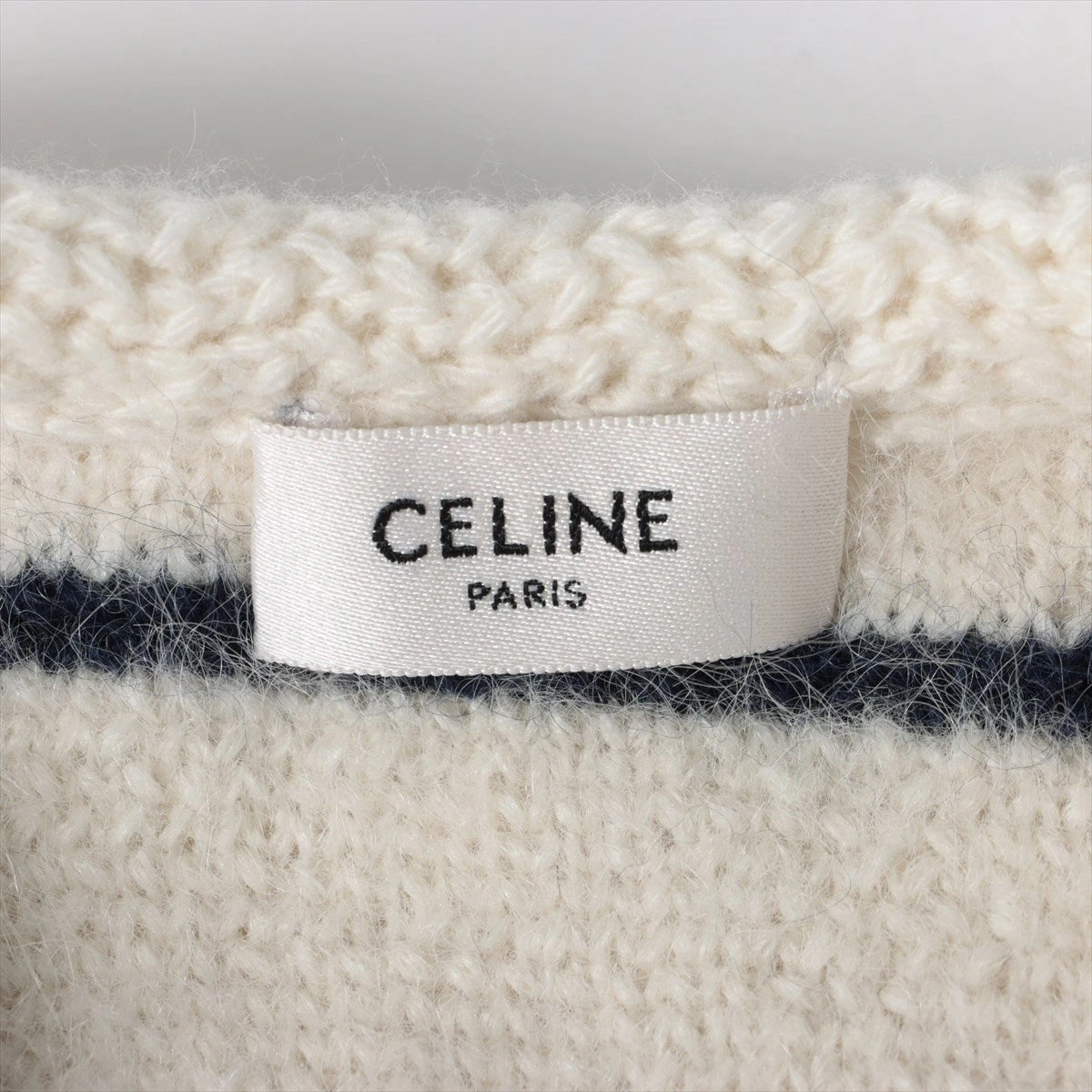セリーヌ ウール×アルパカ ニットジャケット XS レディース ホワイト