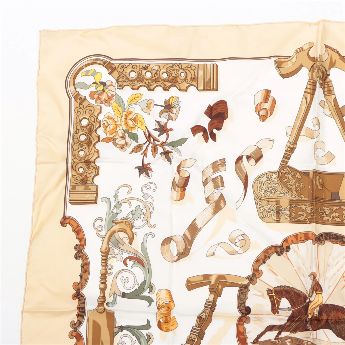 エルメス カレ90 Copeaux おが屑 スカーフ シルク ベージュ A2771083