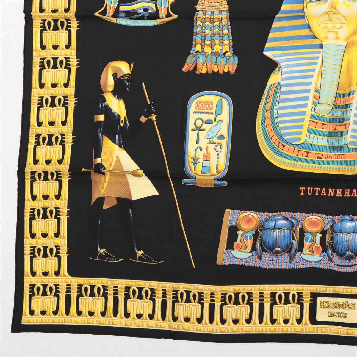 HERMES カレ45 ツタンカーメン 黄色 エルメス カレ90 TUTANKHAMUN ツタンカーメン スカーフ シルク