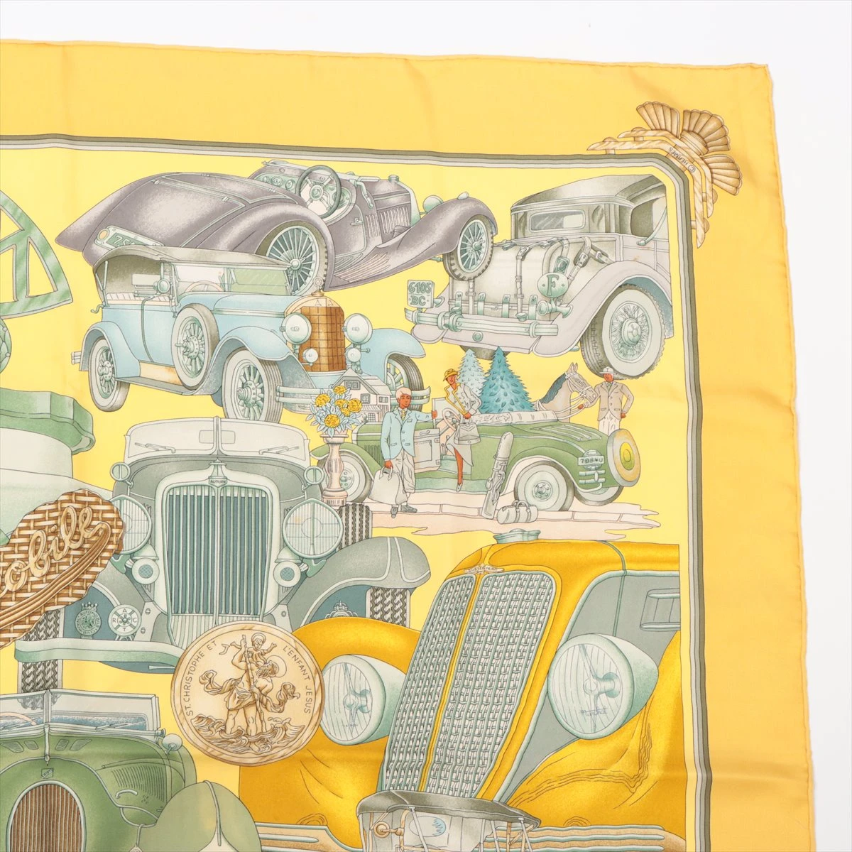 HERMES エルメス カレ90 スカーフ Automobile オートモービル 極美品 HERMES エルメス カレ90 オートモービル スカーフ 赤
