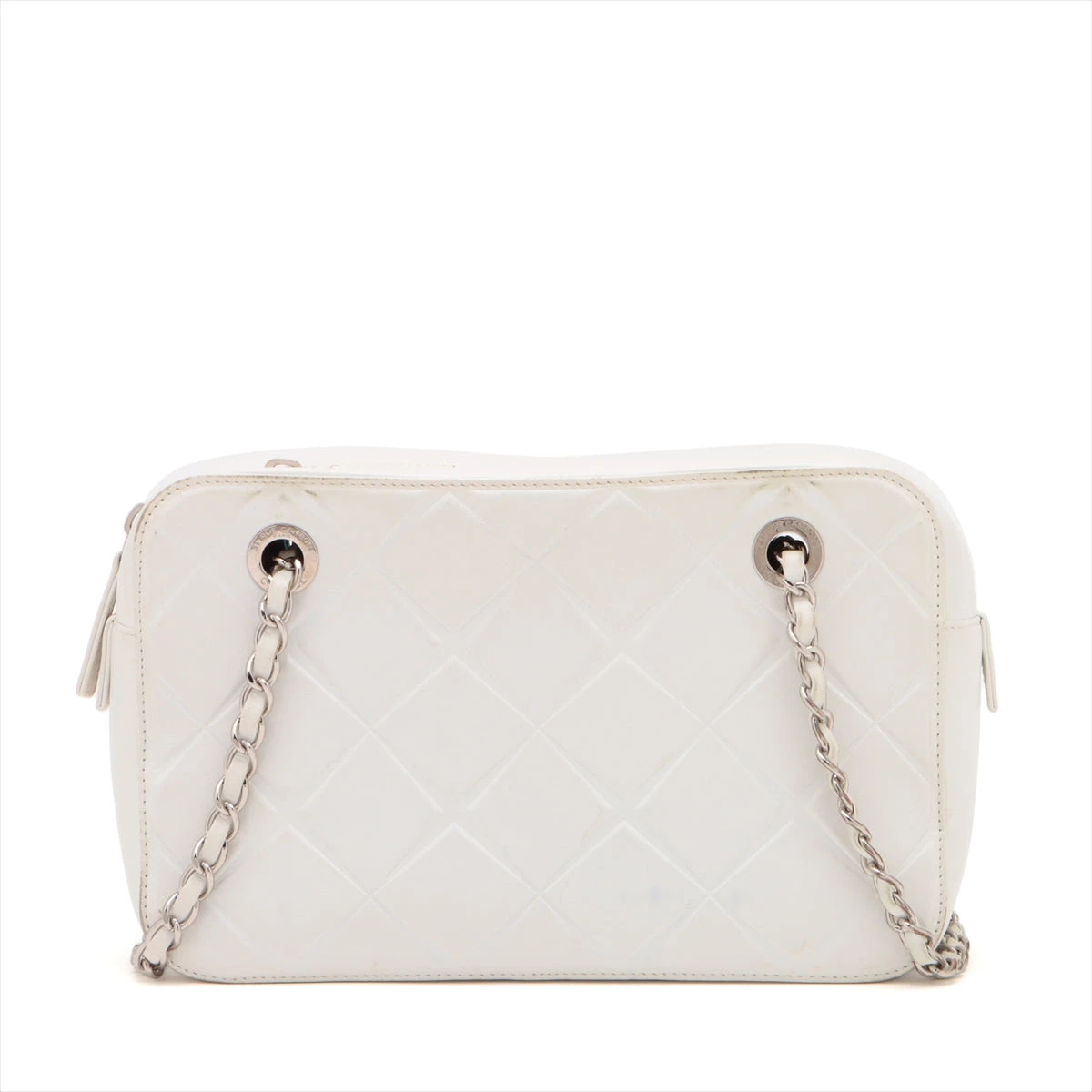 シャネル マトラッセ レザー チェーンショルダーバッグ ホワイト