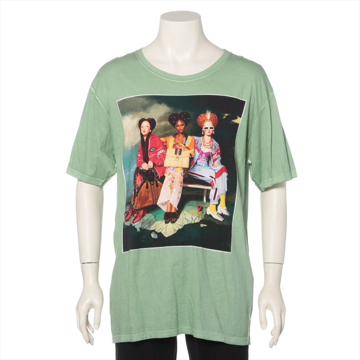 グッチ 18SS コットン Tシャツ L メンズ グリーン 492347 イグナシ 