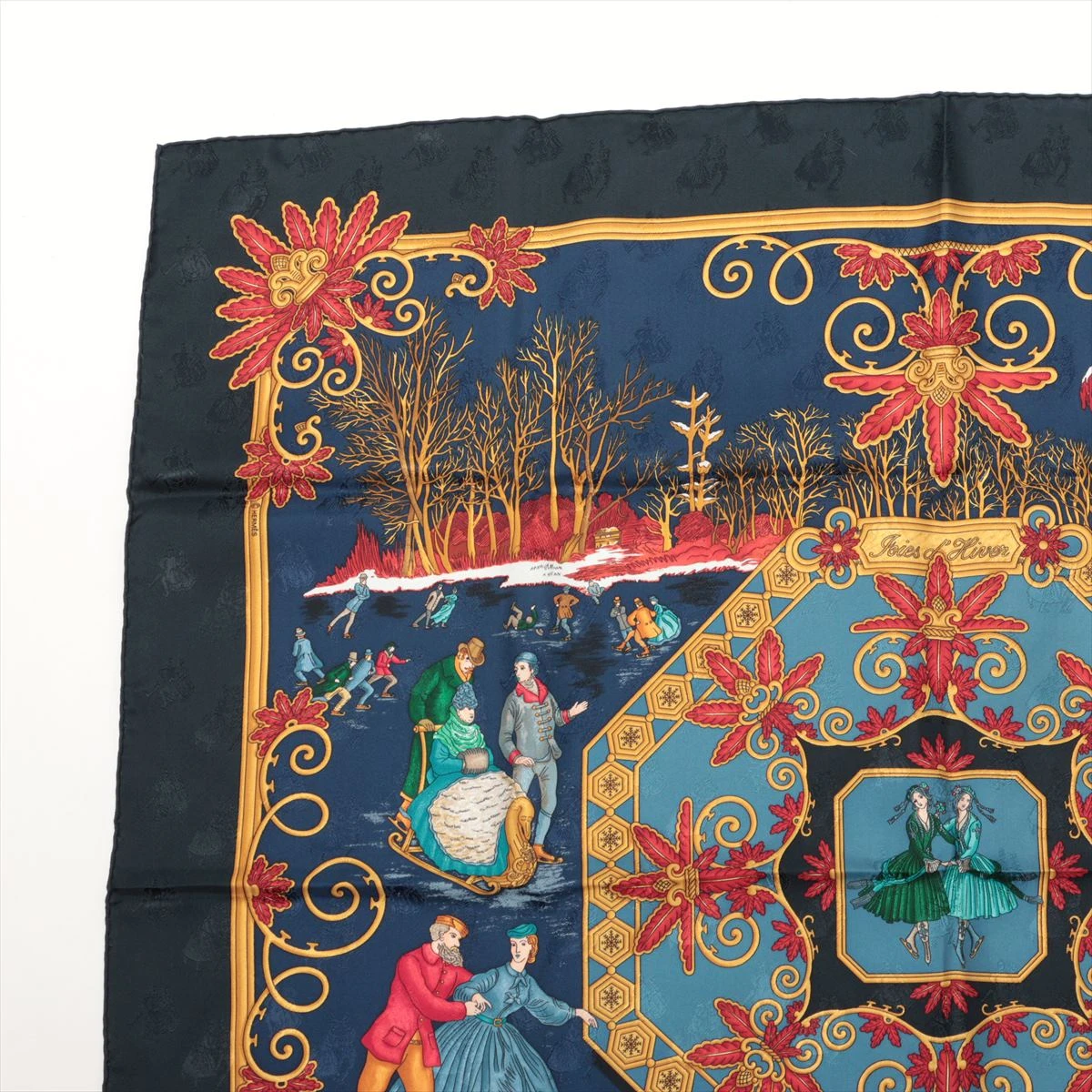 エルメス カレ90 Joies d'Hiver 冬の愉しみ スカーフ シルク