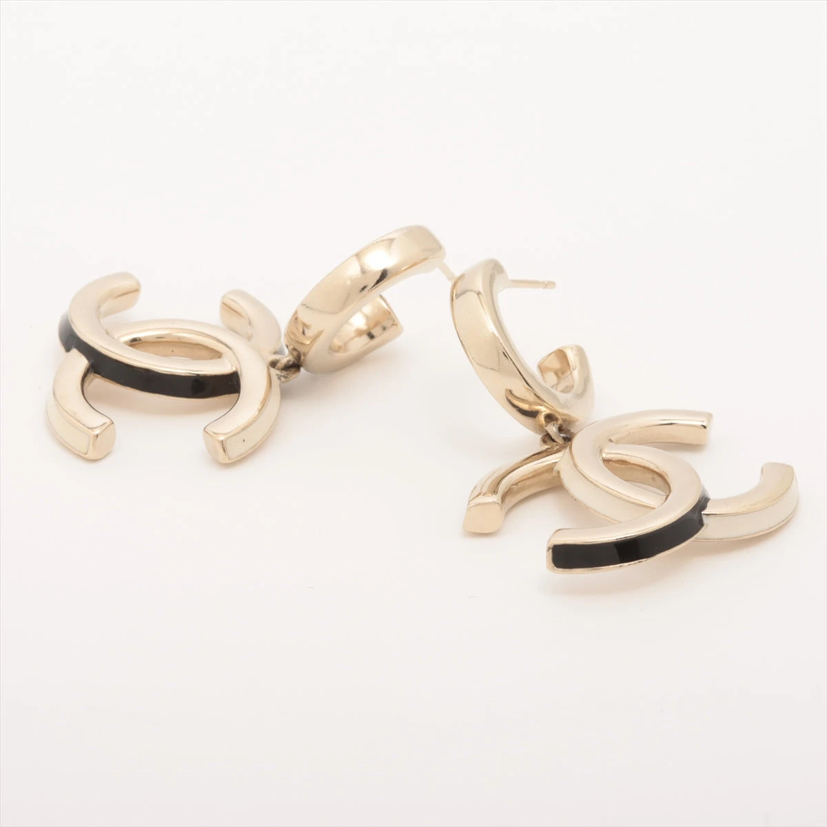 シャネル ココマーク A22K フープピアス GP ゴールド ブラック