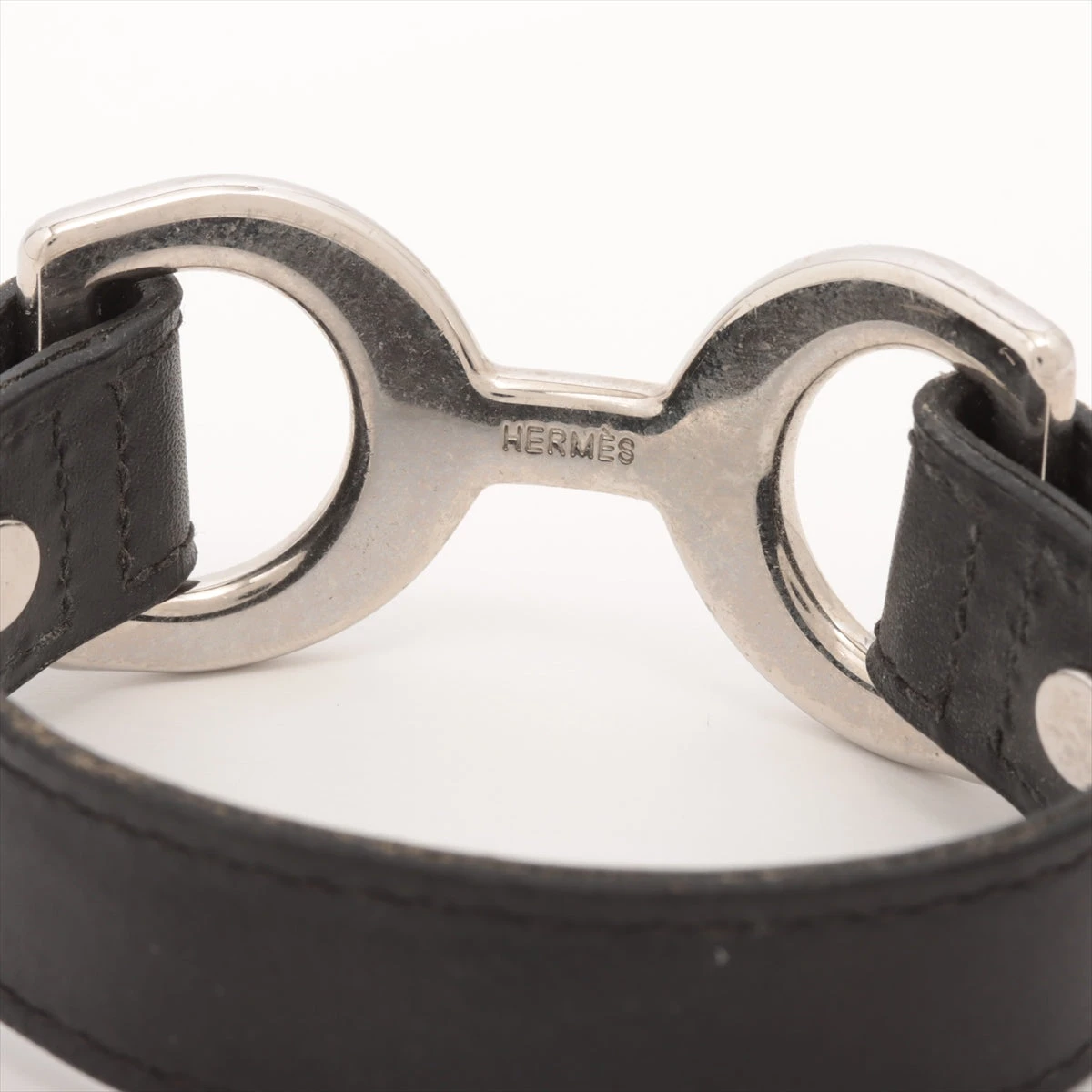 本物　エルメス　皮　バングル HERMES - 美品 HERMES エルメス ナウシカバングル シルバー925