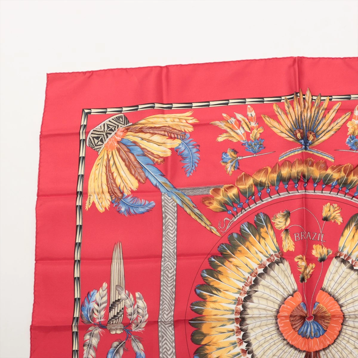 エルメス カレ90 BRAZIL ブラジル スカーフ シルク レッド