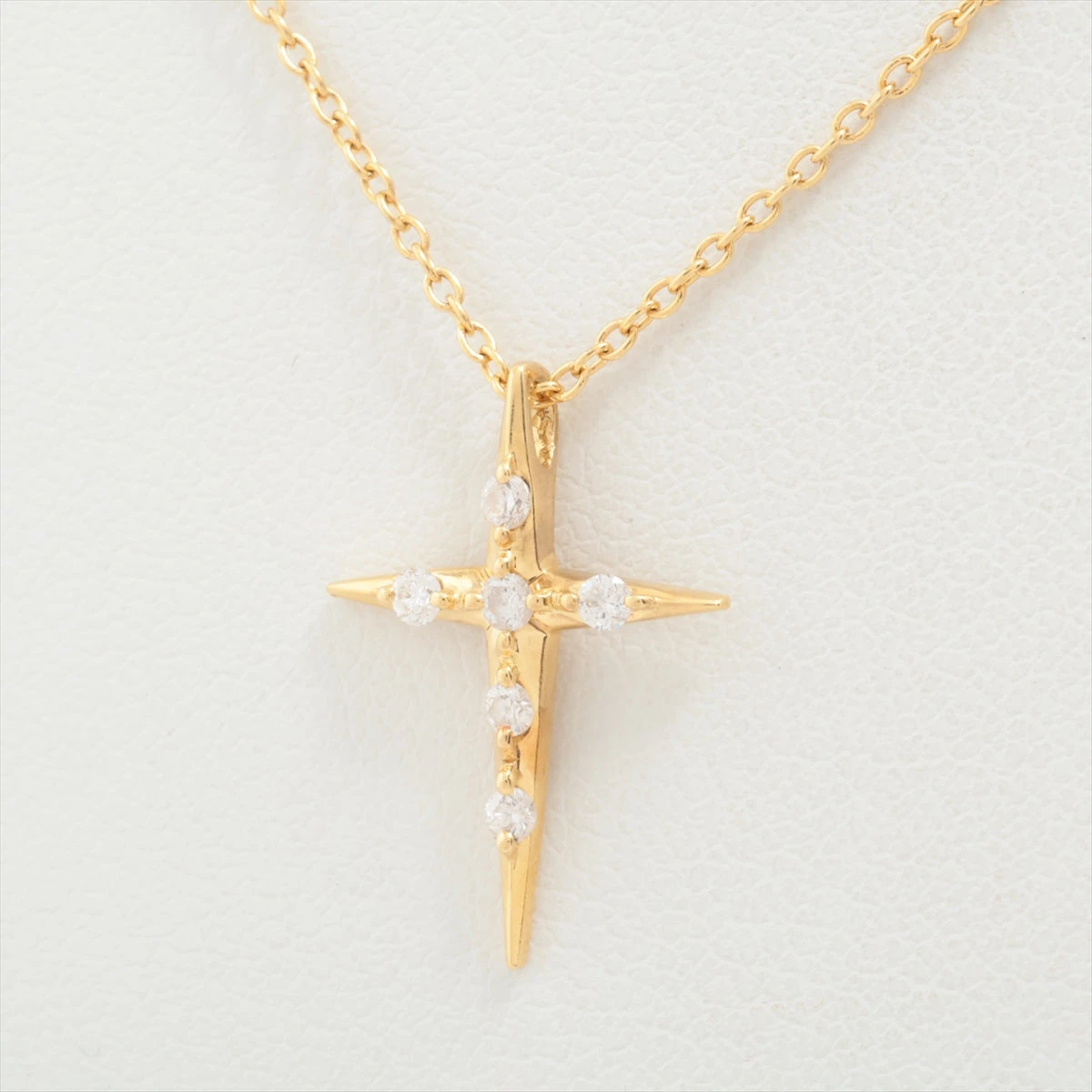 AHKAH　k18　ダイヤクロス　ネックレス　美品 アガット　エテ K18YG クロス ダイヤモンド ネックレス（261074） ｜ women