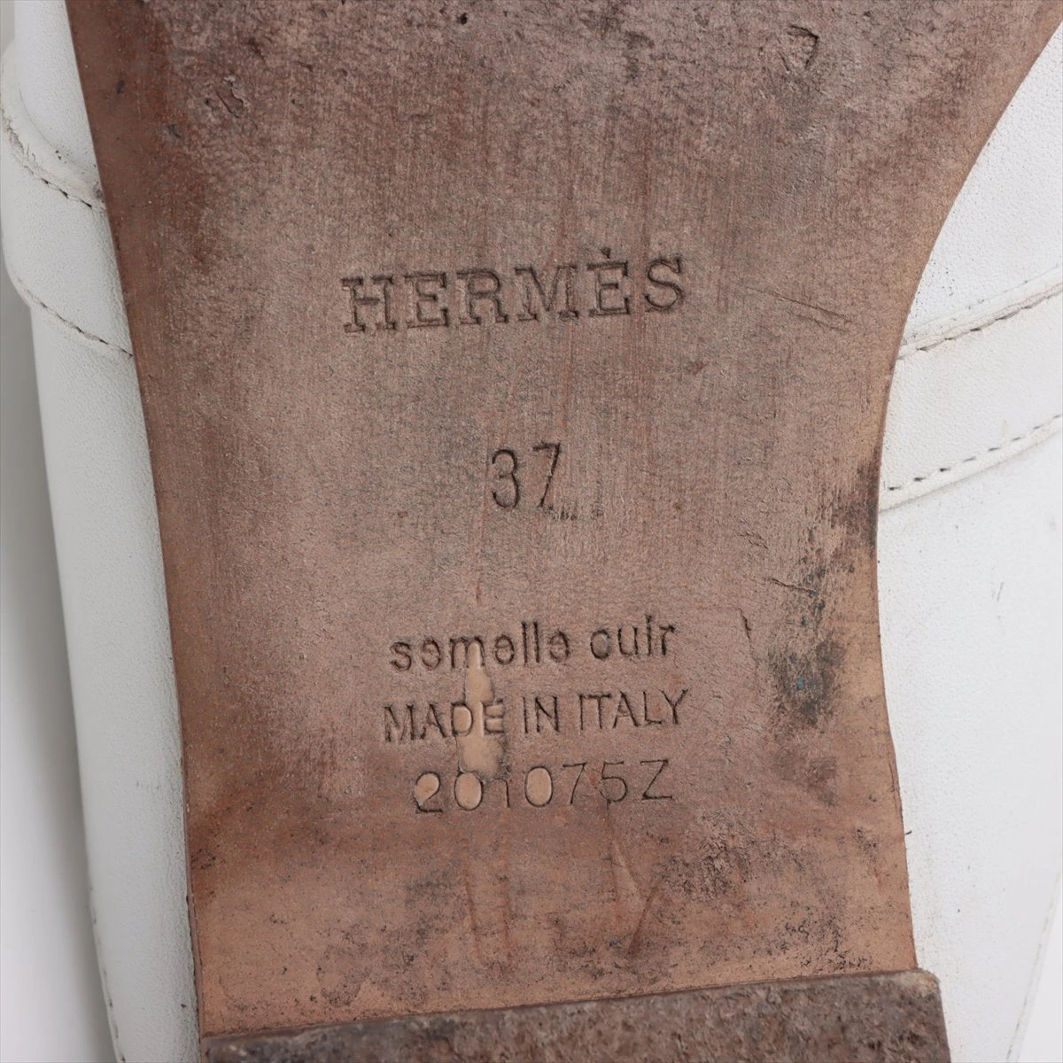 エルメス オズ レザー ミュール 37 レディース ホワイト ケリー金具