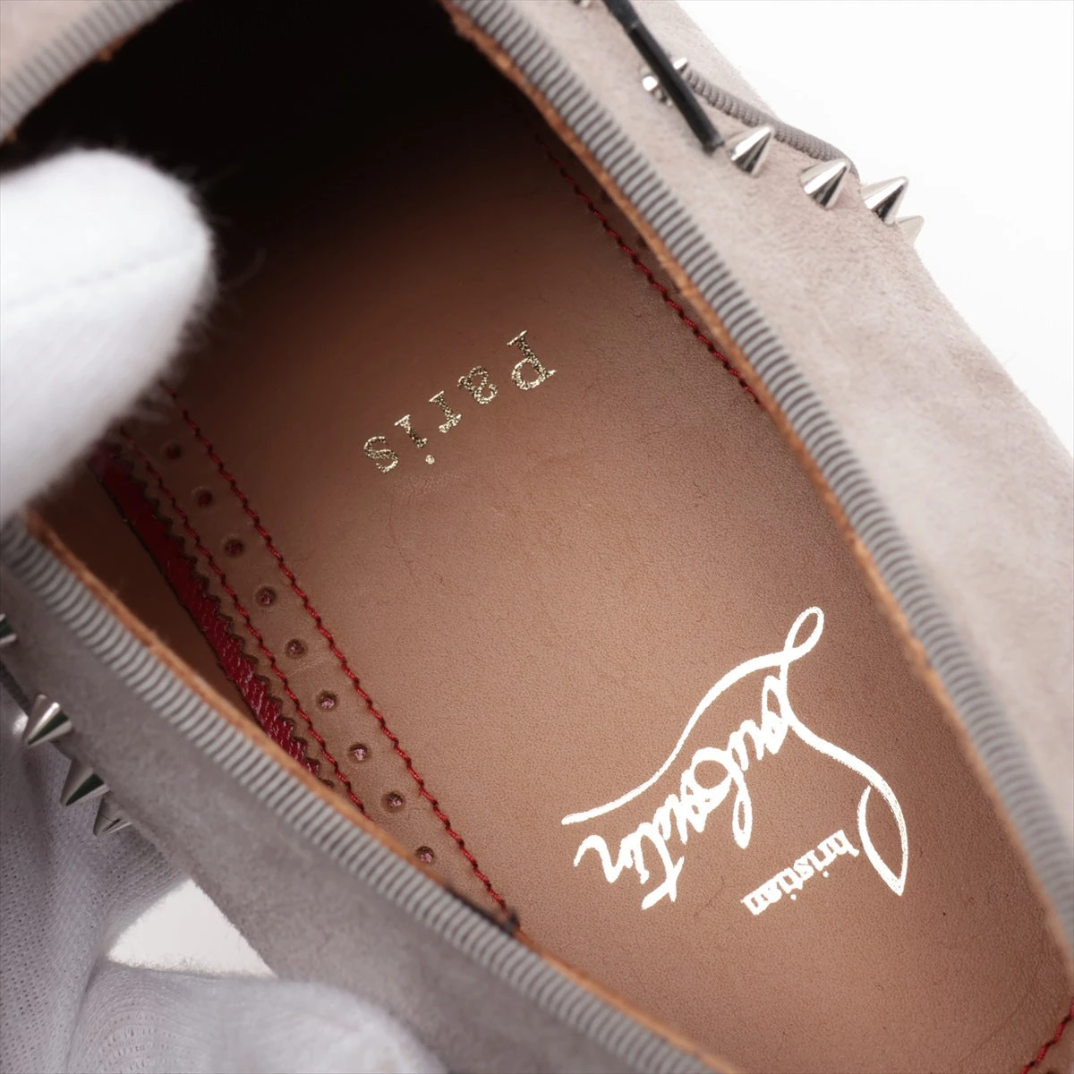 クリスチャンルブタン スエード レザーシューズ 44 メンズ グレー ETON