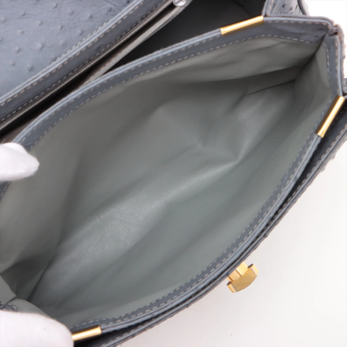 モラビトオーストリッチ モラビト オーストリッチ ハンドバッグ グレー A2783452｜中古