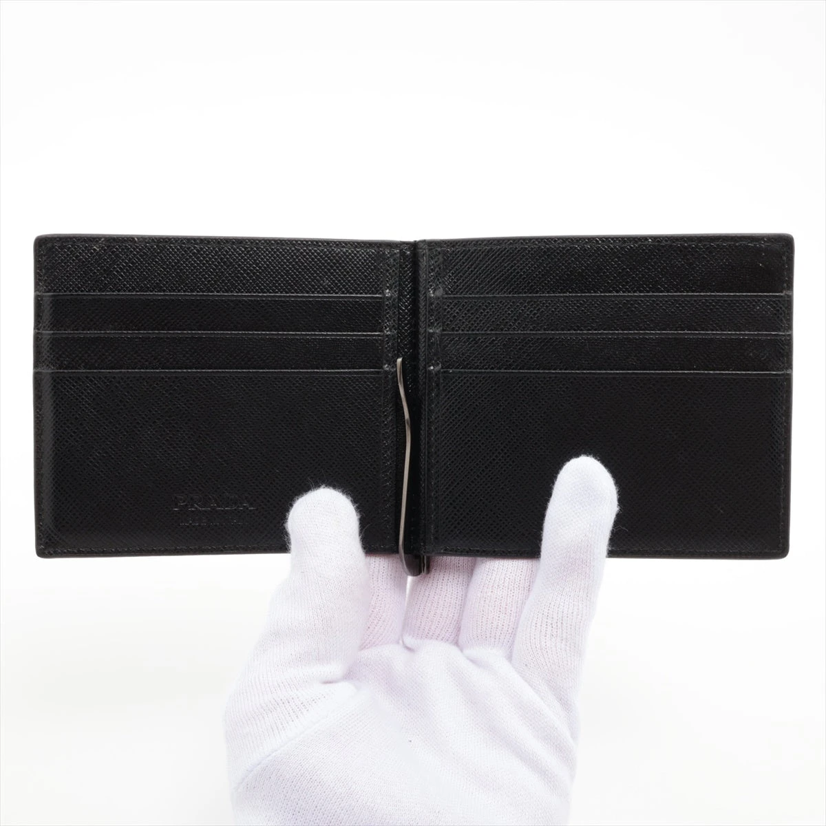 プラダ サフィアーノ 2MN077 レザー マネークリップ ブラック