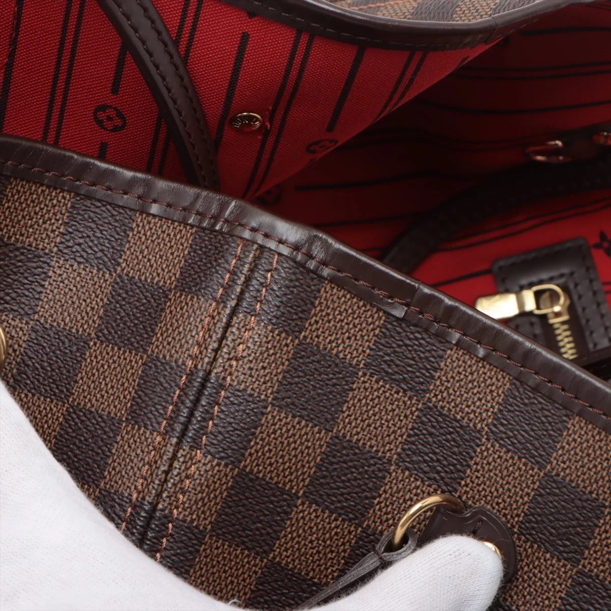 ヴィトン ダミエ ネヴァーフルMM N51105 サイド紐毛羽付着 A2787395