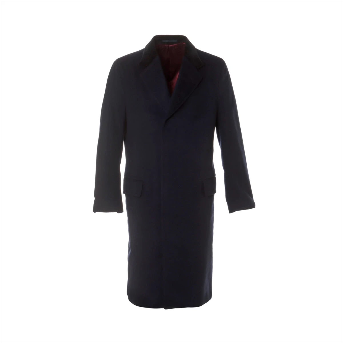 グッチ ウール×カシミヤ チェスターコート 48R ネイビー 347331