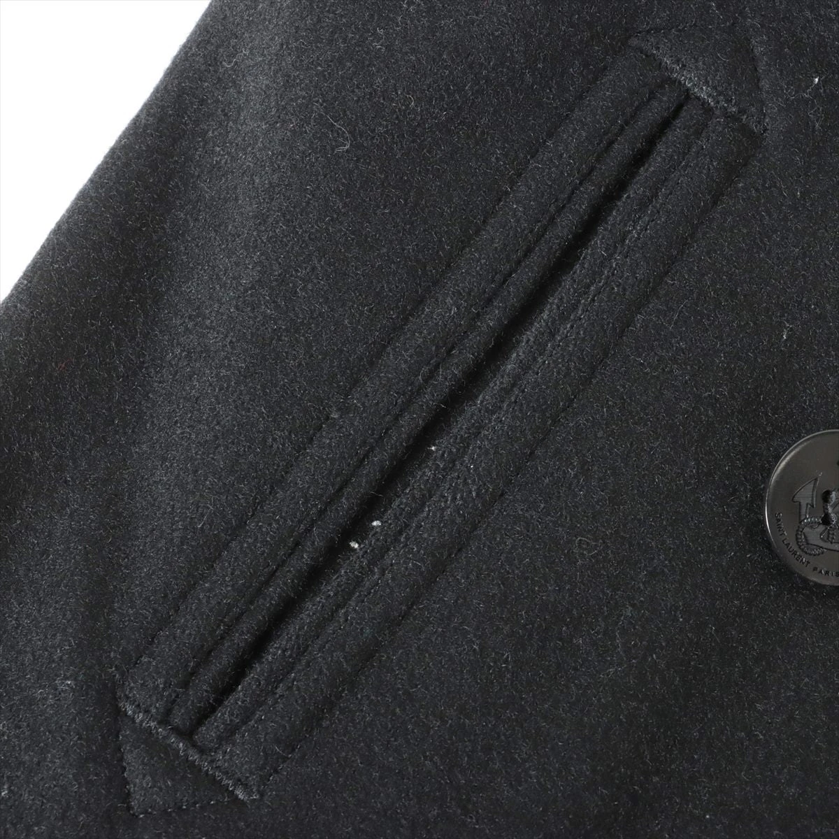 YSL 黒 ウール ピーコート 美品 ゆういちです Saint Laurent