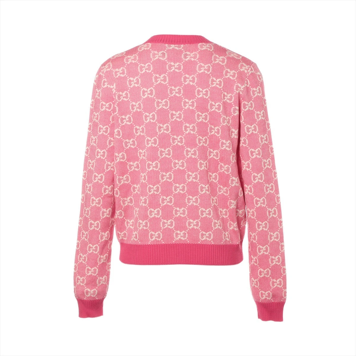 大人もOK♪【GUCCI】ダブルG コットンニットカーディガン グッチ GG コットン×ウール カーディガン S レディース ピンク