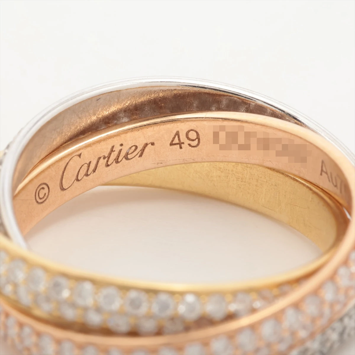 カルティエ トリニティフルパヴェ ダイヤ リング 750(YG×PG×WG