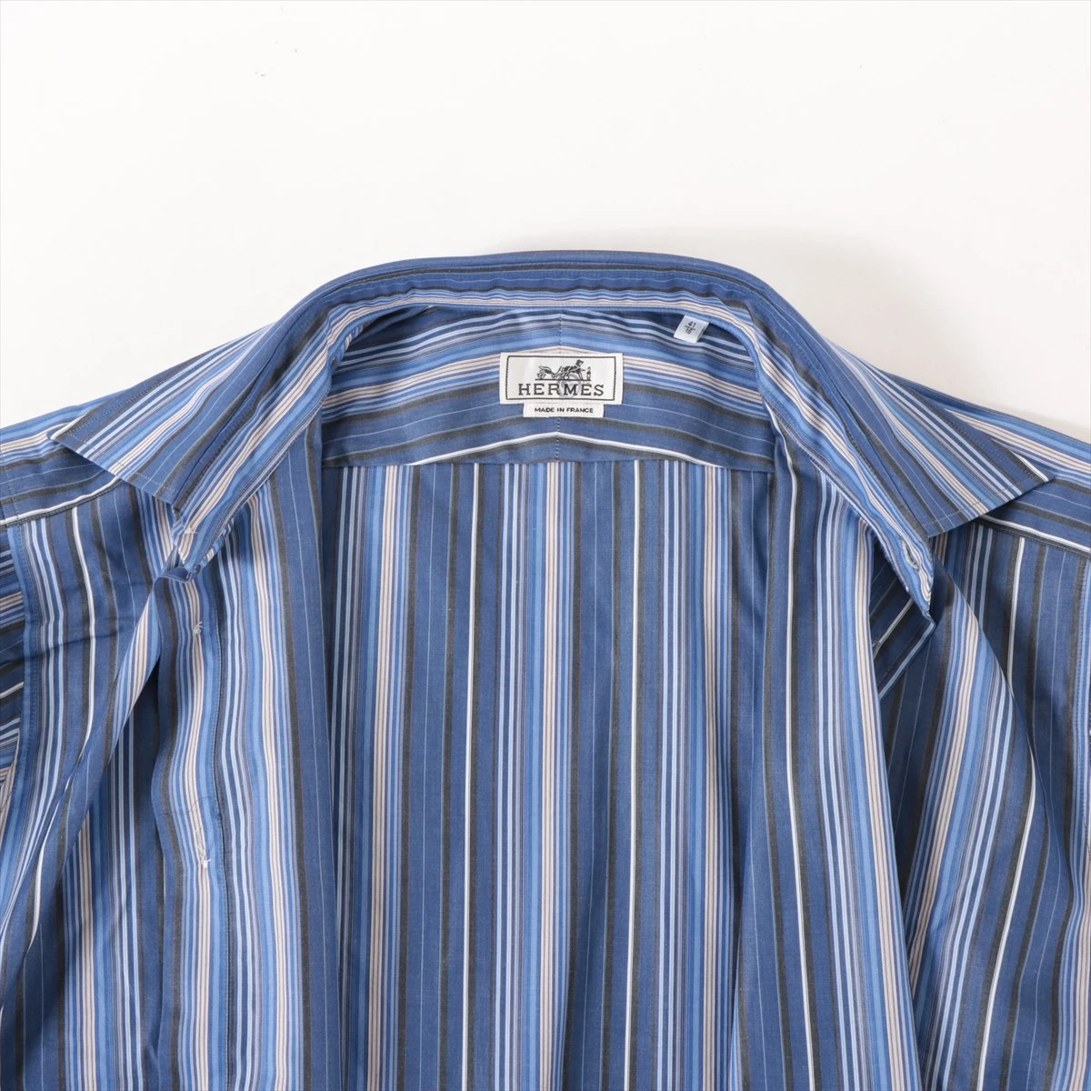 エルメス　濃紺　ロゴ　コットン　シャツ　ブラウス 2496-23605-11-1w.jpg