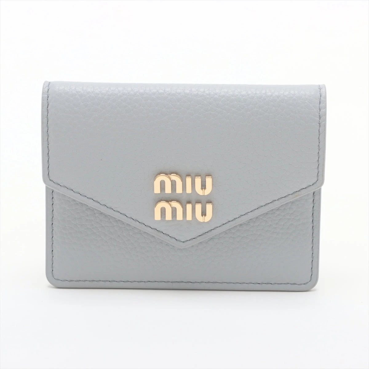 ミュウミュウ レザー カードケース ブルー 5MF031 WU020141｜中古