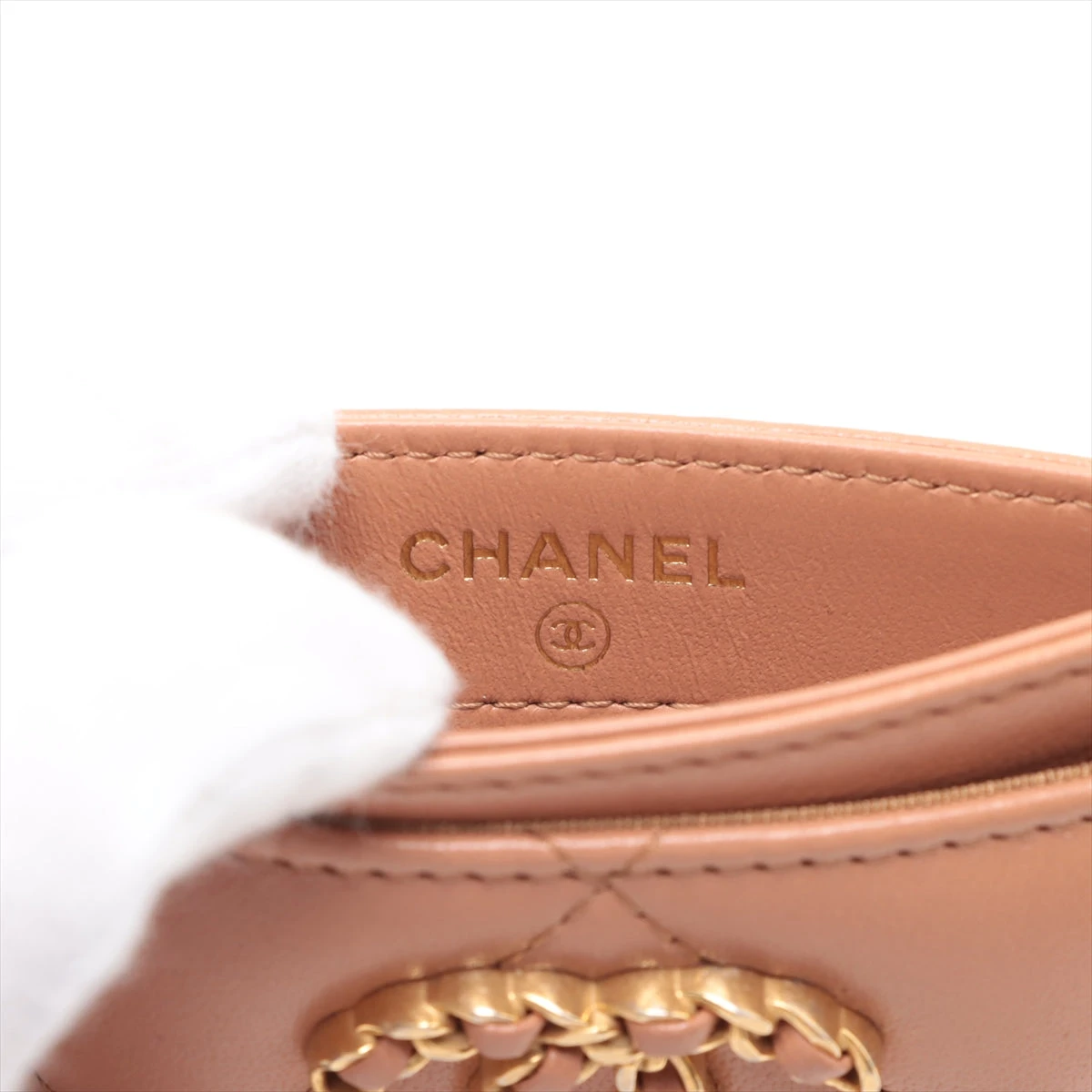 上品カラー♪ CHANEL 19 カードケース ラムスキン ベージュ シャネル シャネル19 ラムスキン カードケース ベージュ