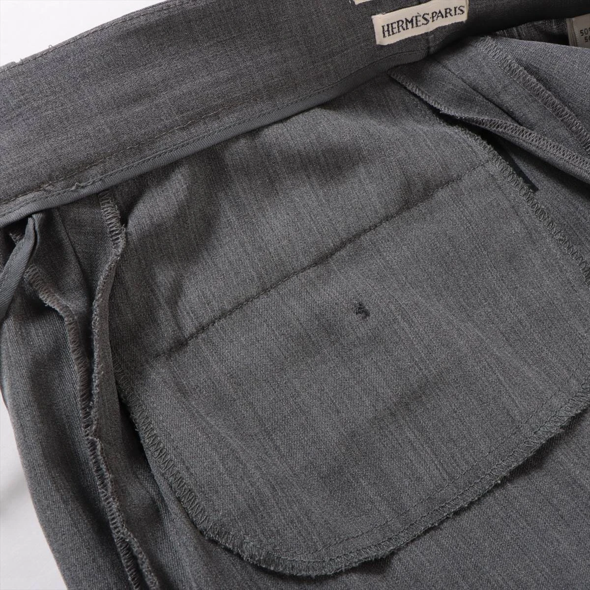 エルメス マルジェラ期 ウール×シルク スラックス レディース グレー