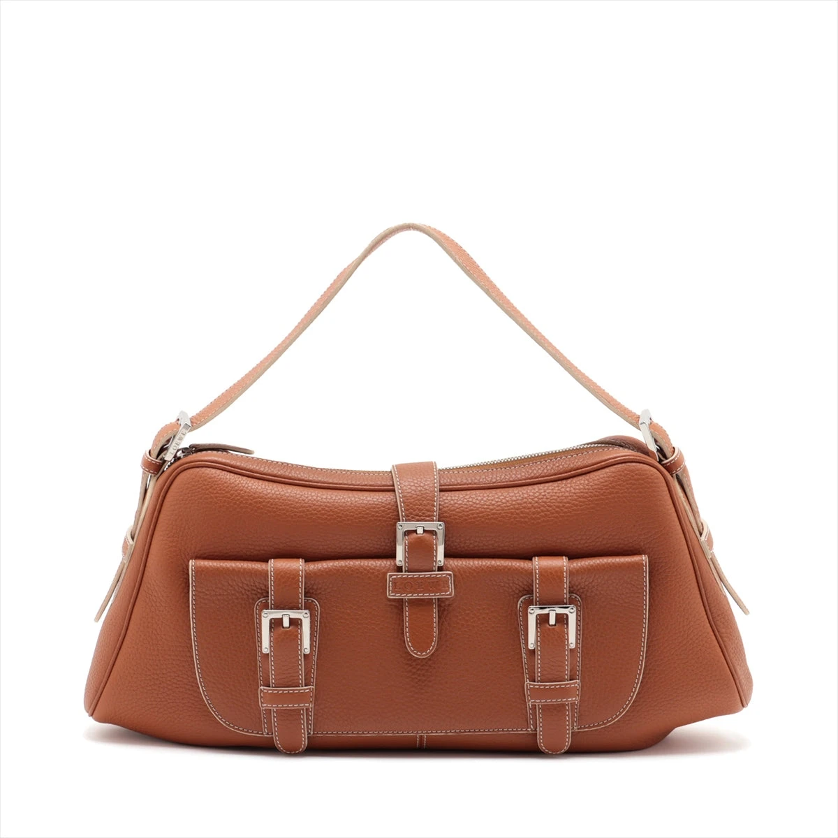 LOEWE ブラウン レザー ハンドバッグ LOEWE ロエベ 2WAYハンドバッグ クルス レザー バイカラー