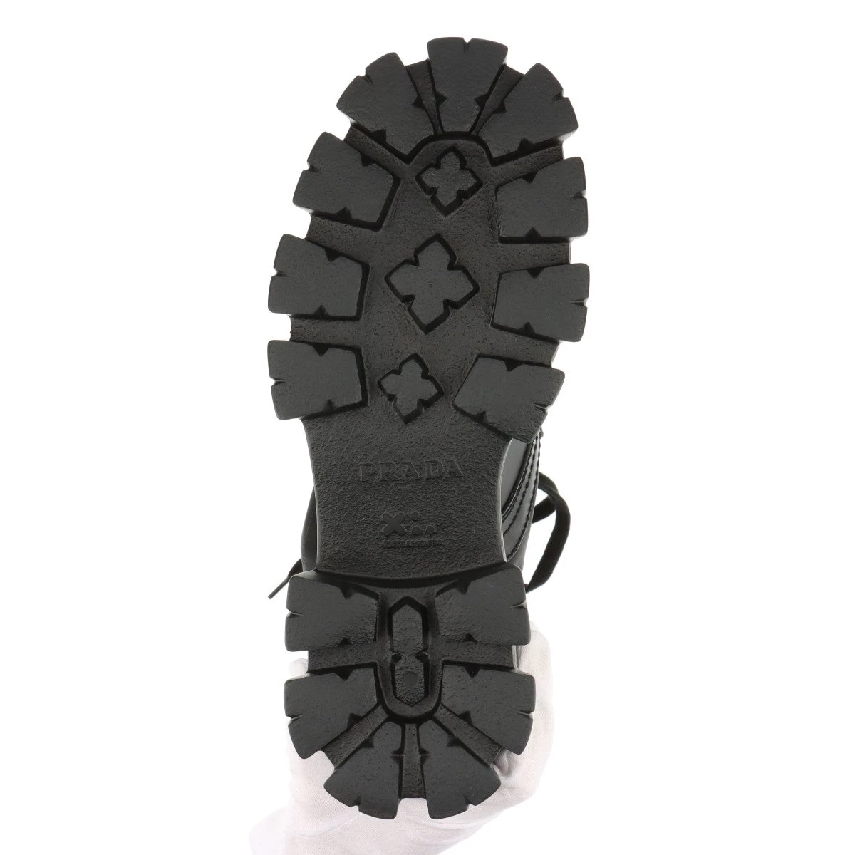 超美品 PRADA プラダ モノリス レザー Re-Nylon ブーツ プラダ(PRADA)プラダ モノリス ポーチ付 レザー × Re-Nylon