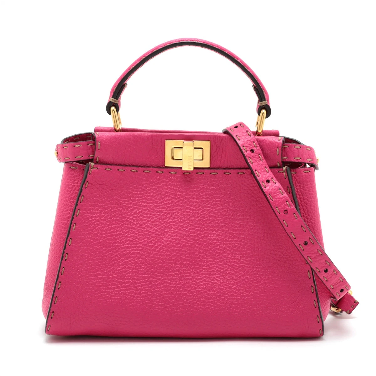 フェンディ ミニピーカブー セレリア レザー 2WAYハンドバッグ ピンク