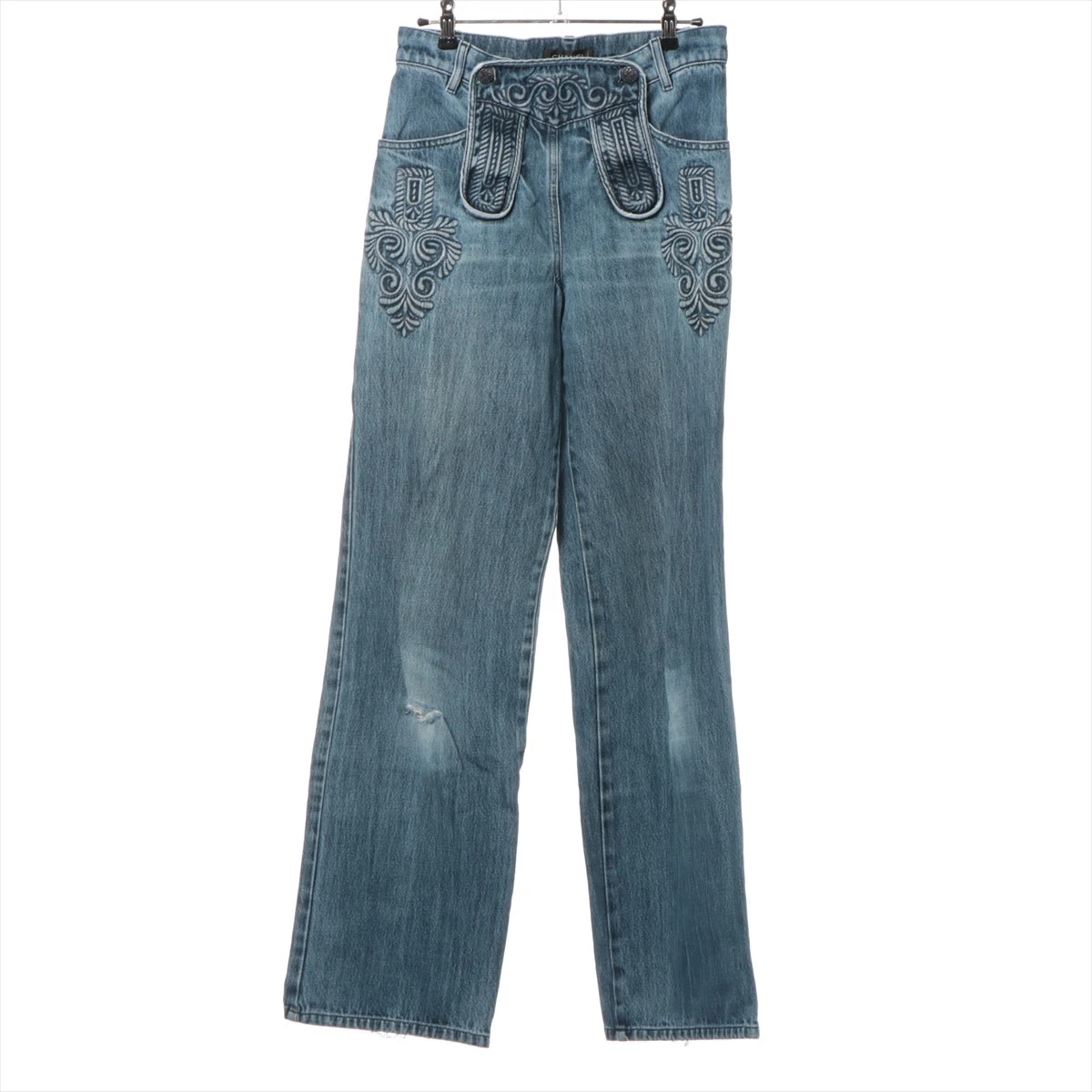 シャネル P51 コットン デニムパンツ 36 レディース ブルー